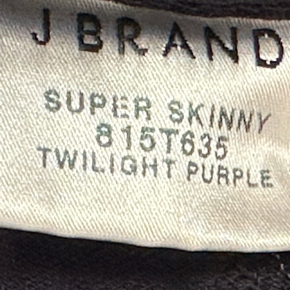 J Brand Velvet Eclipse Super Skinny Midrise Jegging in Twilight Purple Black - Picture 4 of 10